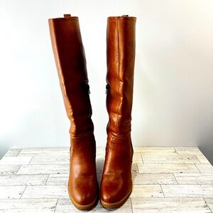 Zodiac Women's Iggy Cognac Tall Wedge Boots Size 7